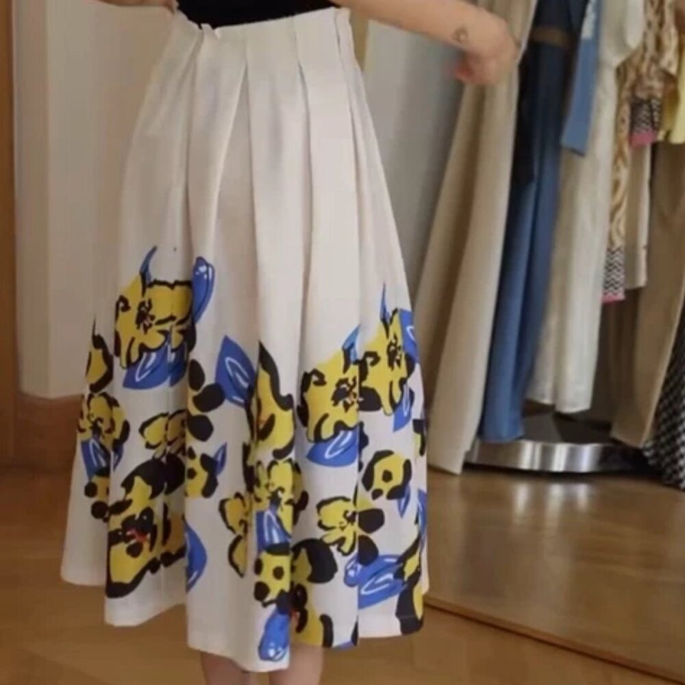 NWT ZARA ZW COLLECTION PRINTED PLEATED SKIRT S - Picture 3 of 6